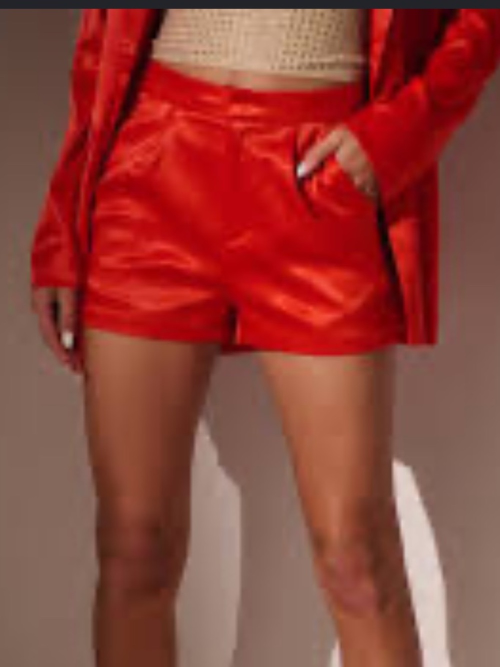 AKIRA Bold Red High-Waist Pleated satin Shorts small